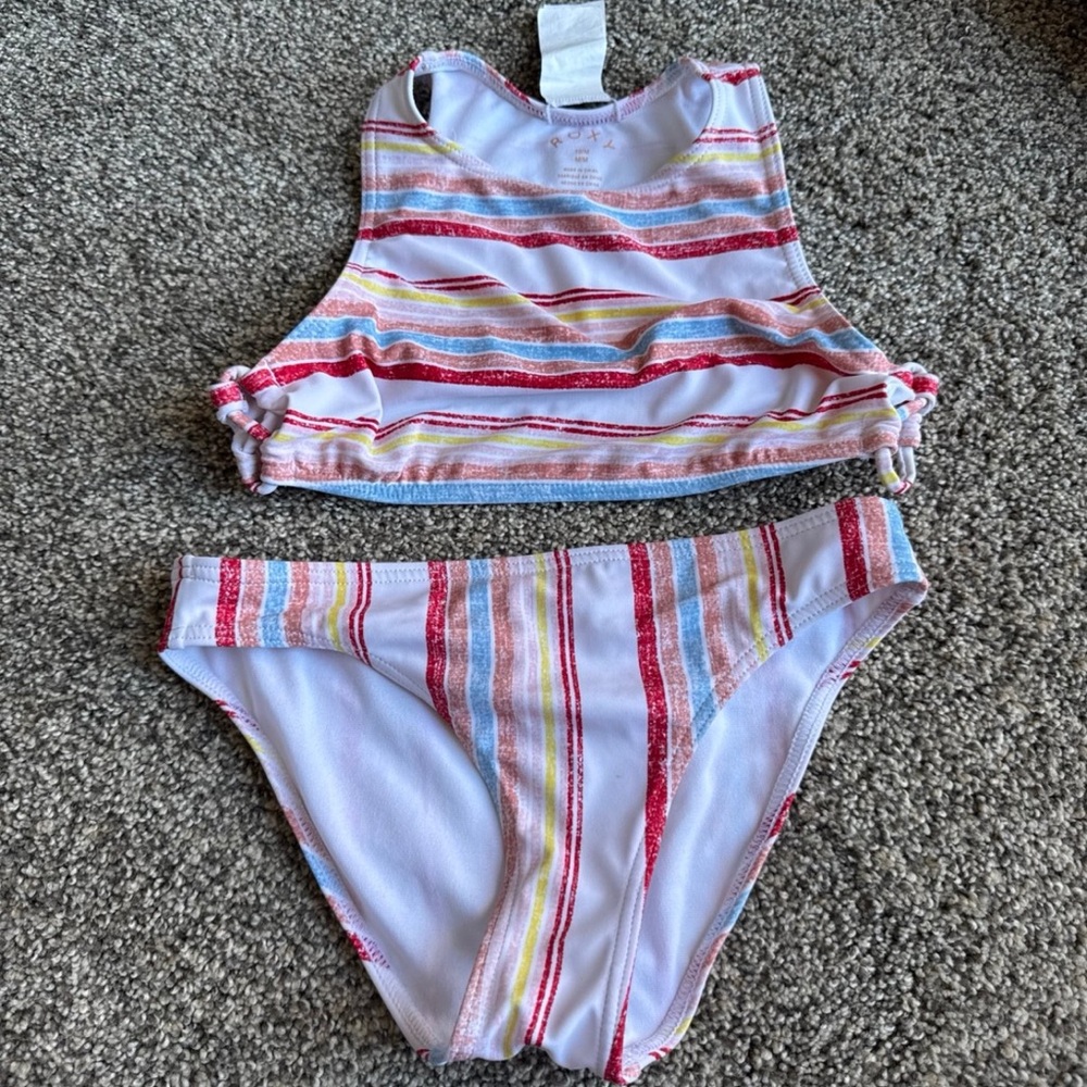 Roxy Striped Bikini Set size 10 girls